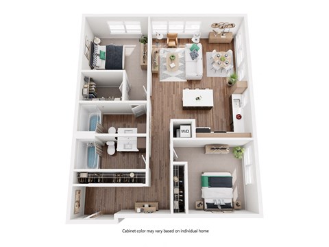 Floor plan for 2 beds, 2 baths, 1228 sqft